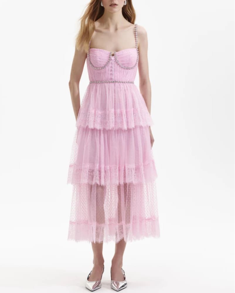 Self Portrait Pink Midi Dress  - Image 2