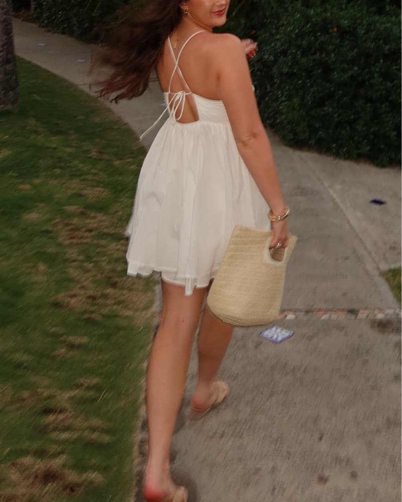 Cotton Strappy Mini Dress - Image 3