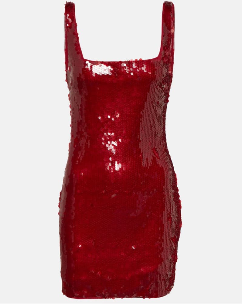STAUD Red Eclipse Sequinned Mini Dress - Image 4