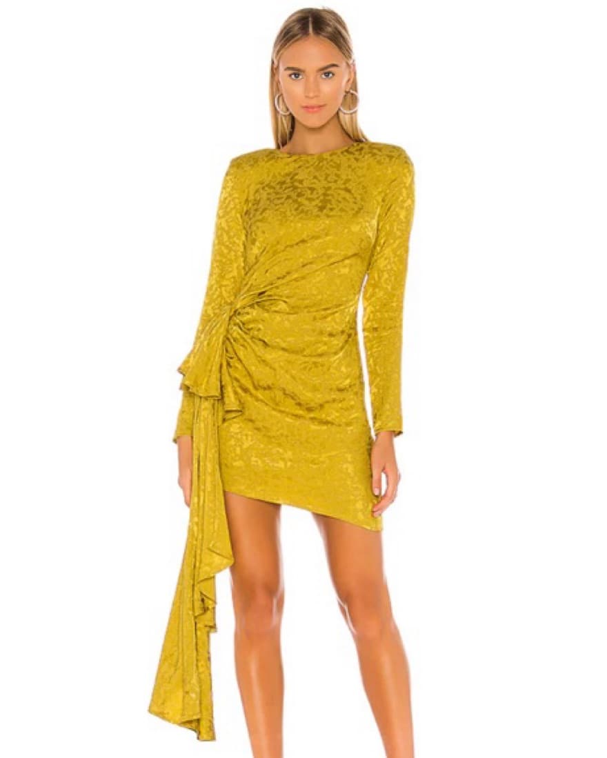 MATILDA MINI DRESS IN CITRON GREEN - Image 1