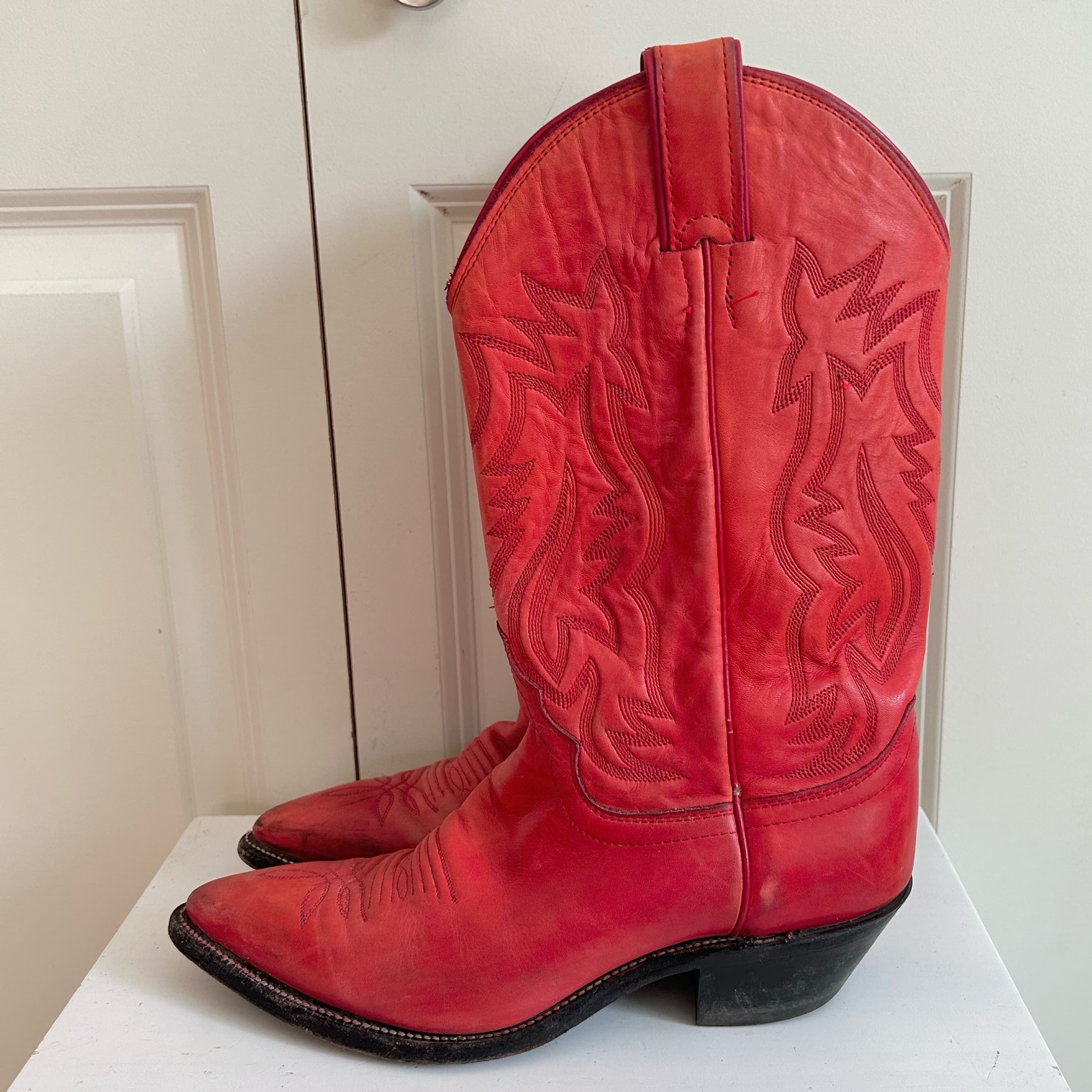 Leather Red Cowboy Boots - Image 5