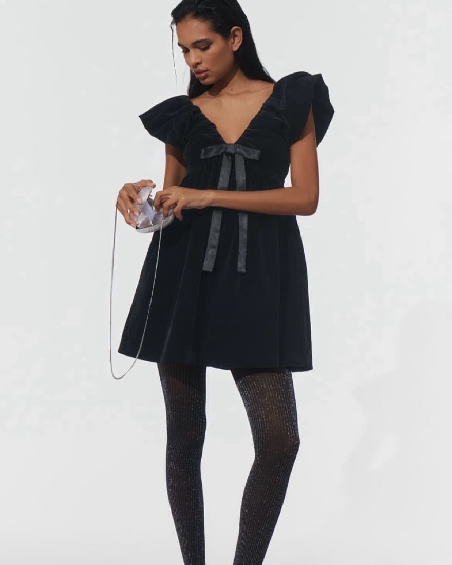Endless Rose Velvet Bow Mini Dress - Image 1