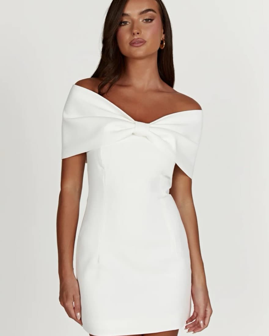 meshki mini white bow dress - Image 1