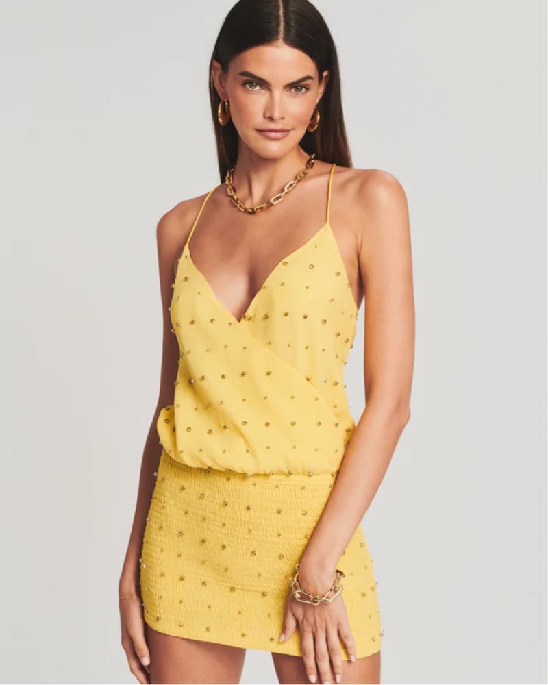 Yellow Retrofete Embellished Minidress - Image 1