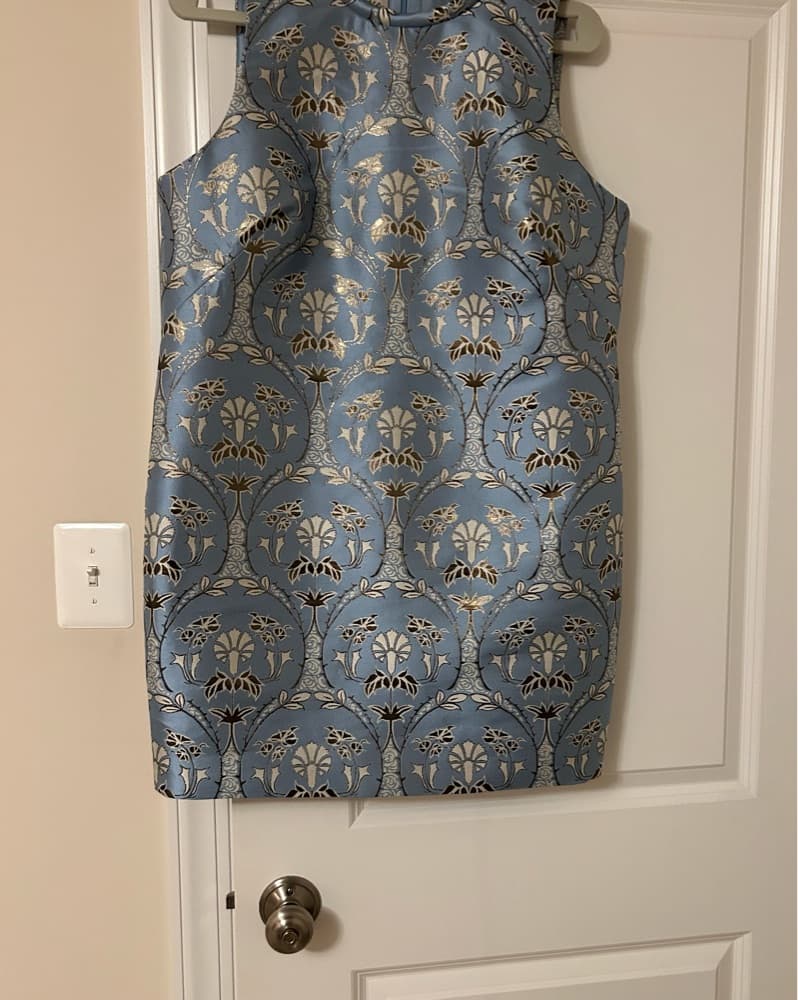 Elegant Floral Jacquard Mini Dress - Image 1