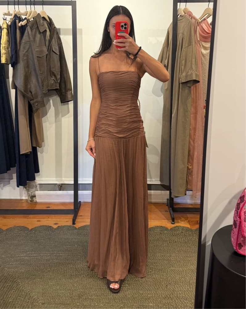 $695 New Staud Gown In Mocha - Image 6