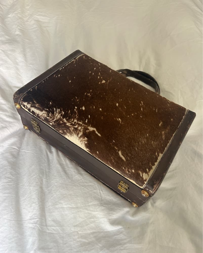 Vintage French Cowhide Leather Briefcase - Image 2