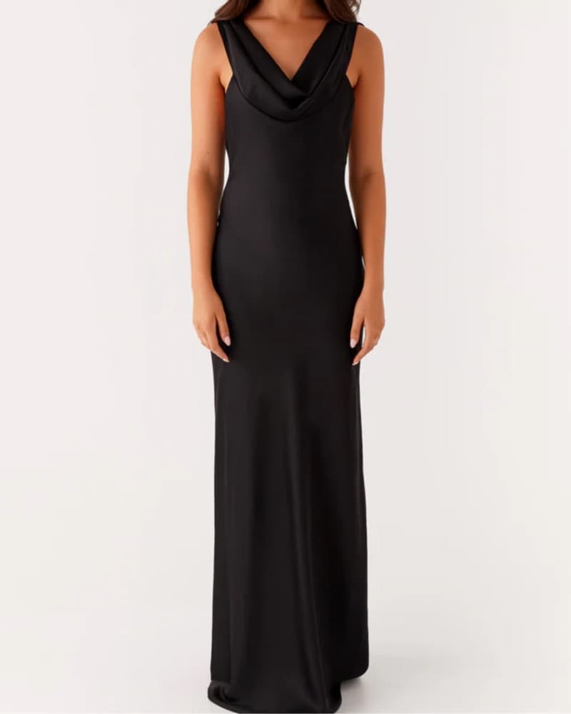 Black Cowl Neck Maxi Dress - Image 1