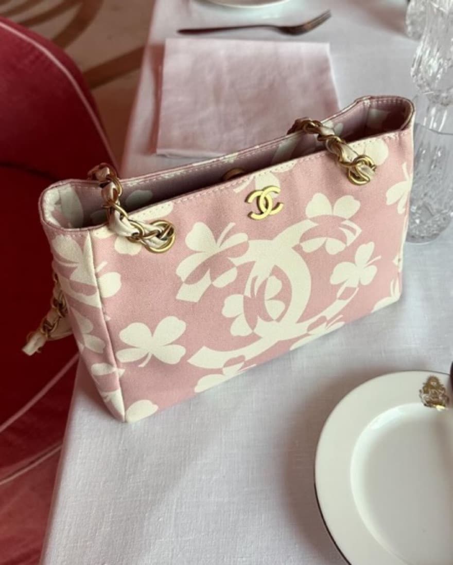 Pink Chanel Clover Print Shoulder Bag - Image 1