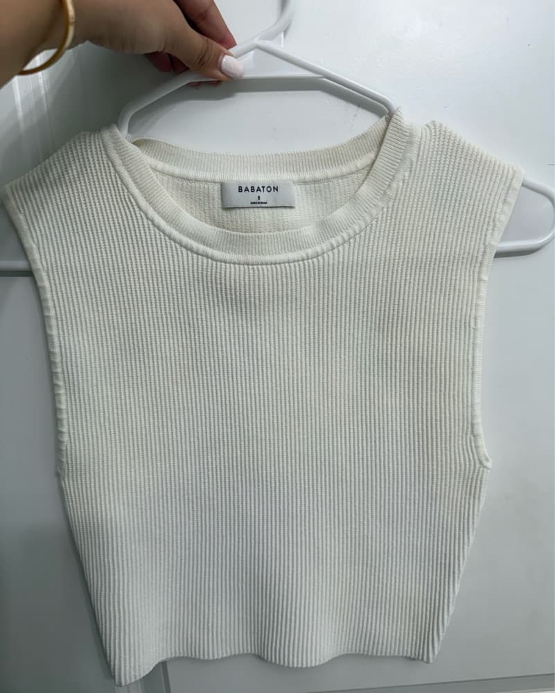 Aritzia white/cream ribbed cropped tank  - Image 1