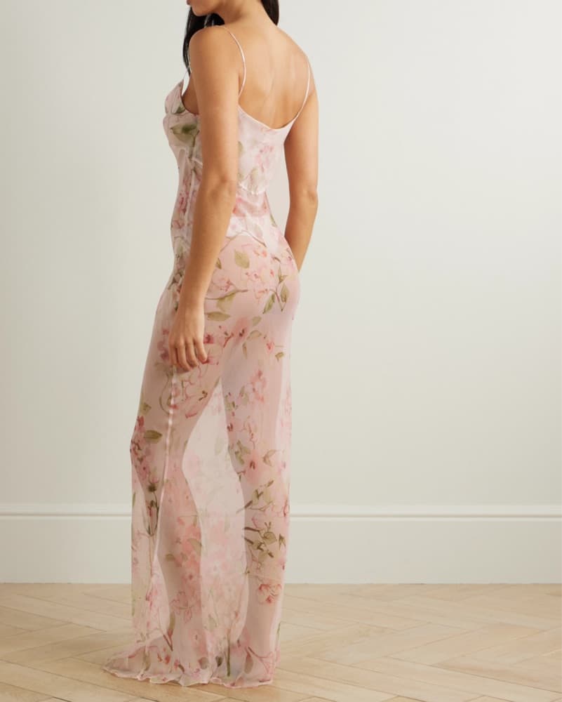 Rosamosario Draped Floral Silk Dress - Image 4