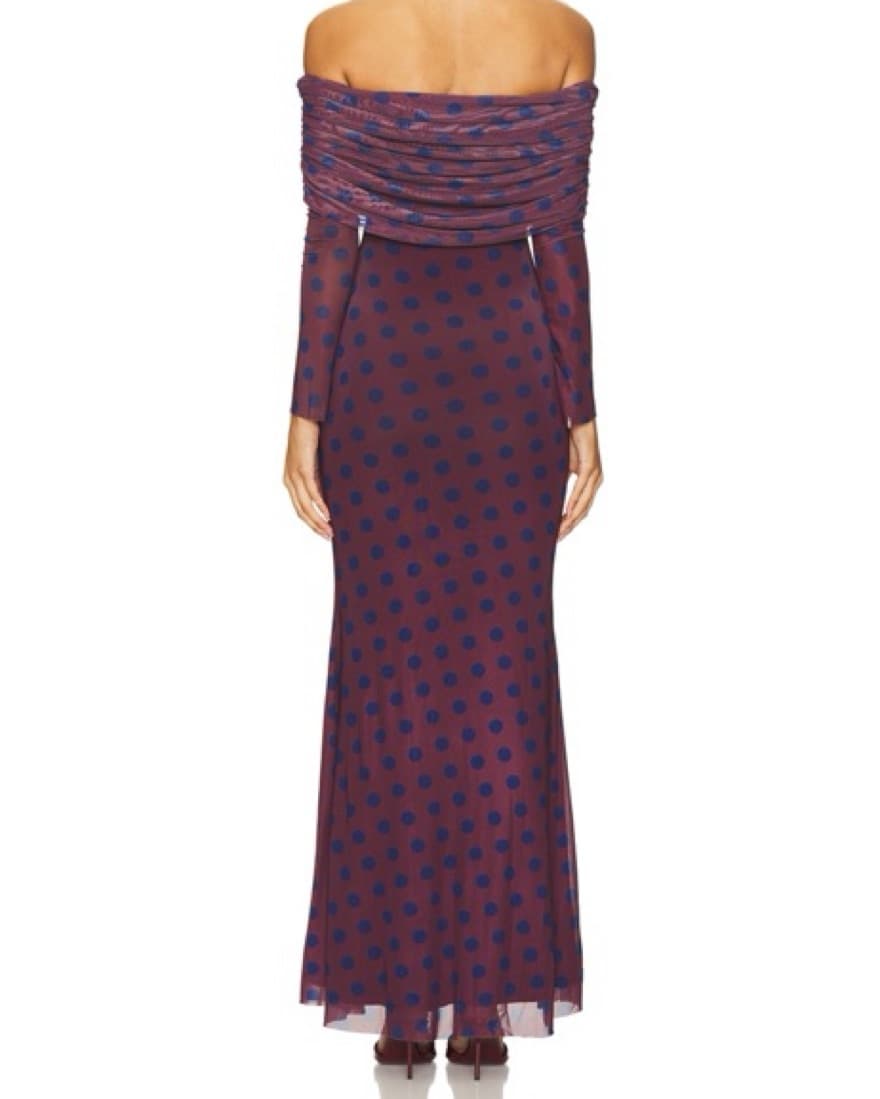 AFRM x REVOLVE Thelma Dress in Wine Dot - Image 3