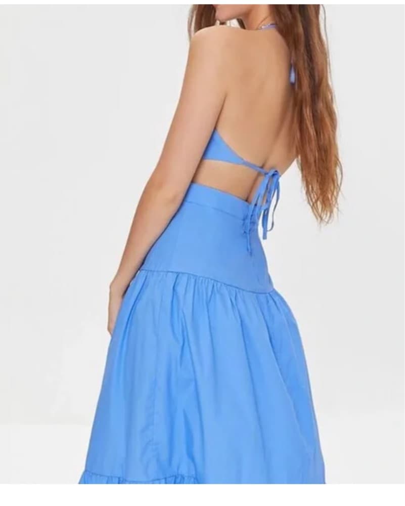 Blue Maxi Dress with Back Tie - Image 4