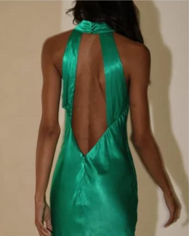 Meshki Green Halter Neck Mini dress - Image 2