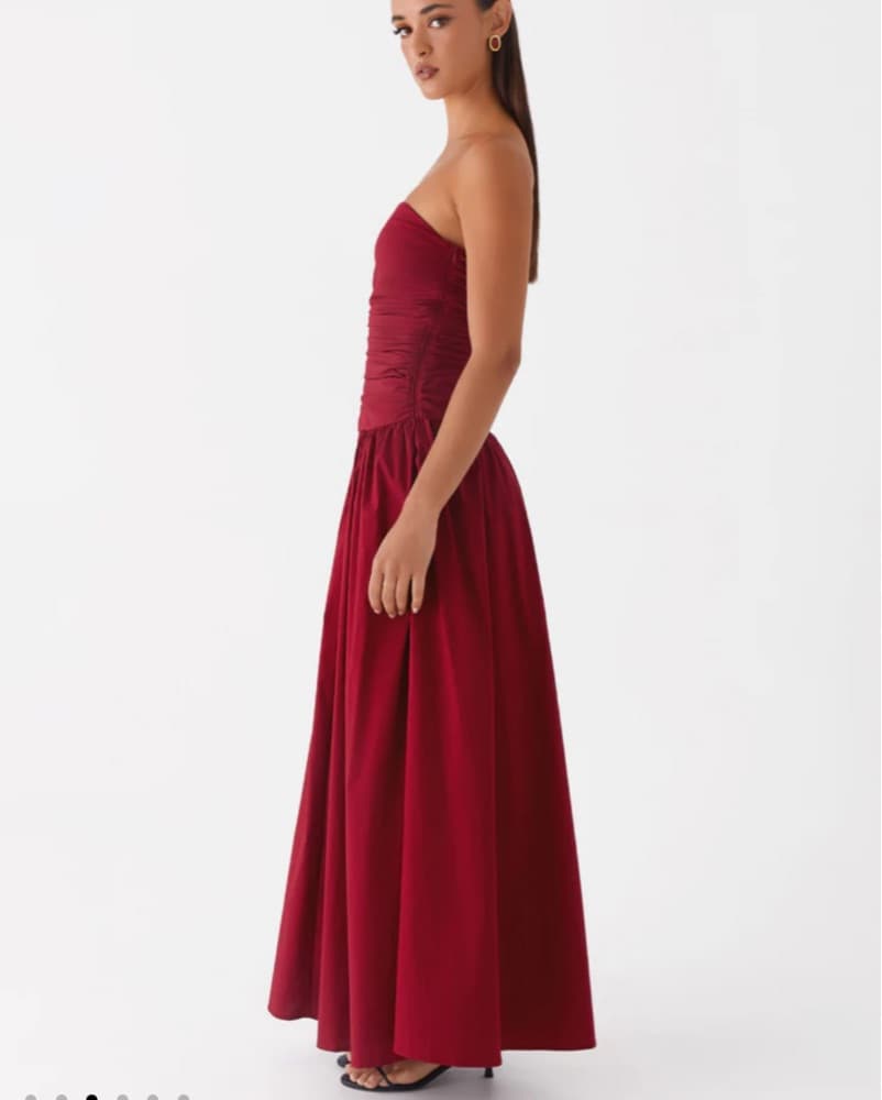 Wine Red Burgandy Strapless Dress Pepper - Image 3