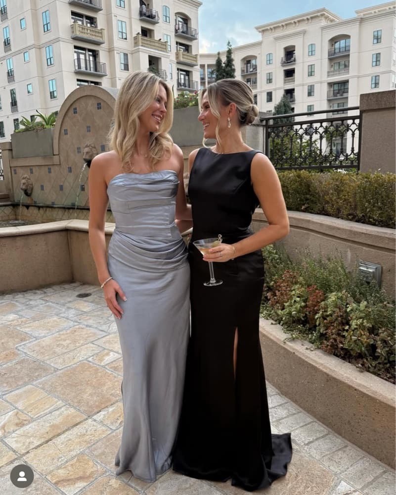 Amsale Leslie Satin Gown Gown In Black - Image 1
