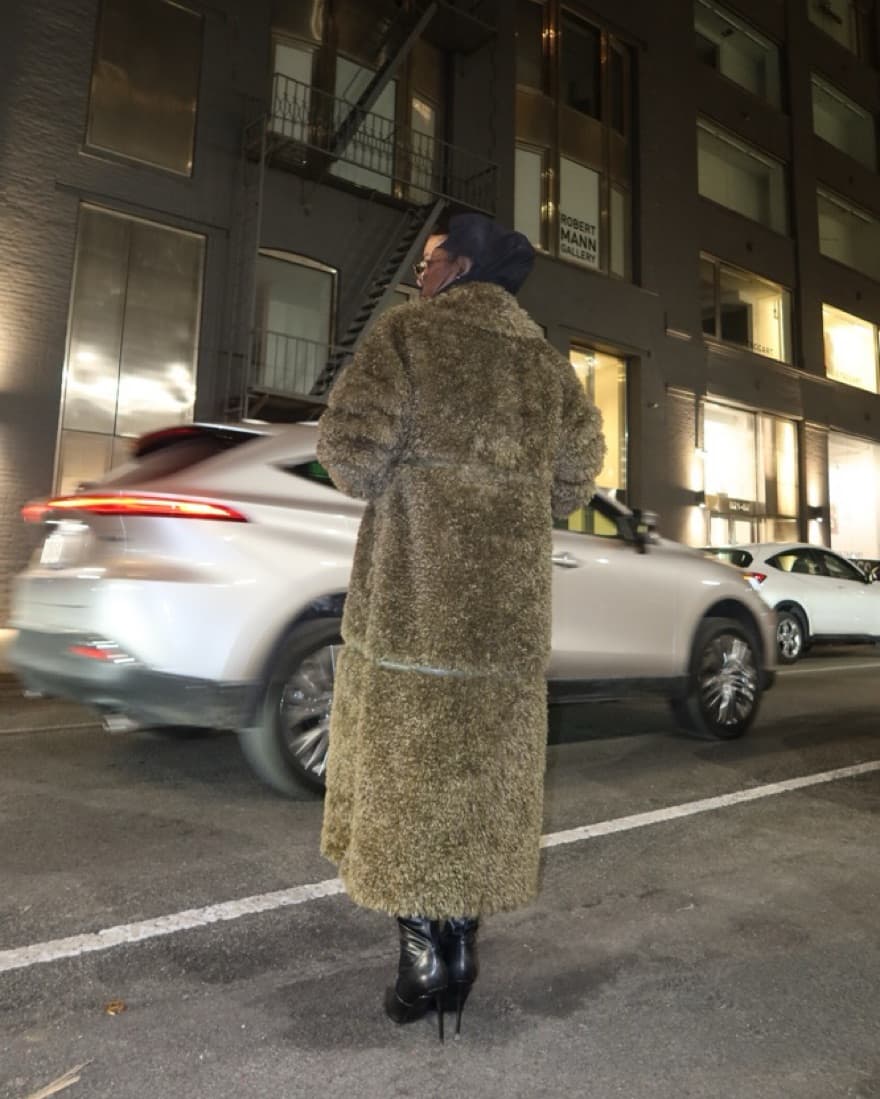 Dark Green Faux Fur Coat - Image 1