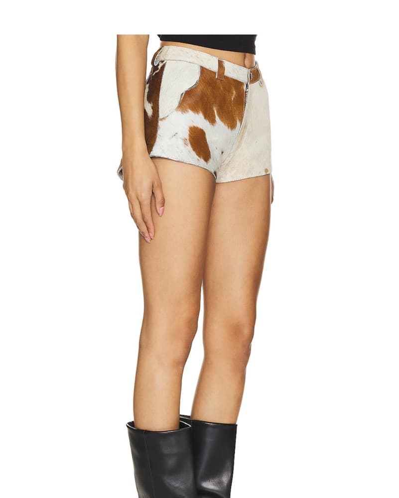 Understated Leather Cowhide Shorts - Image 2