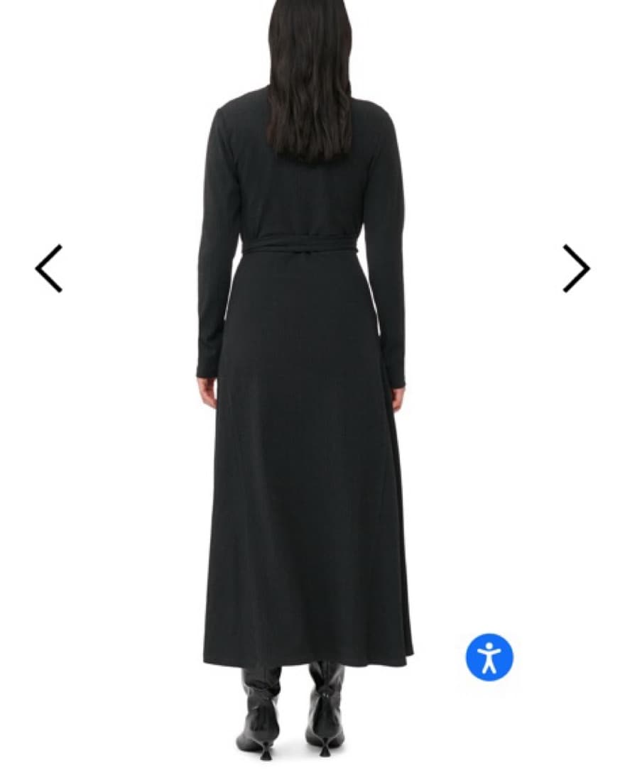 GANNI - Black Rib Jersey Wrap Maxi Dress - Image 3