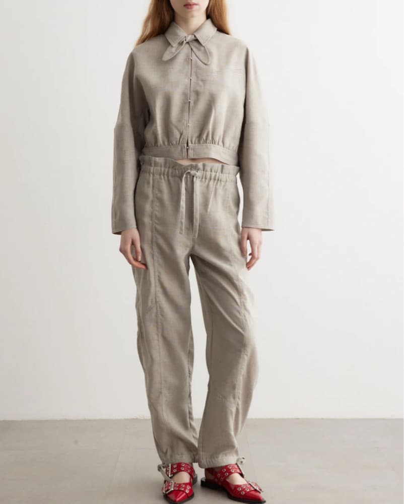GANNI Grey Jacket with Bow Detail - Image 2