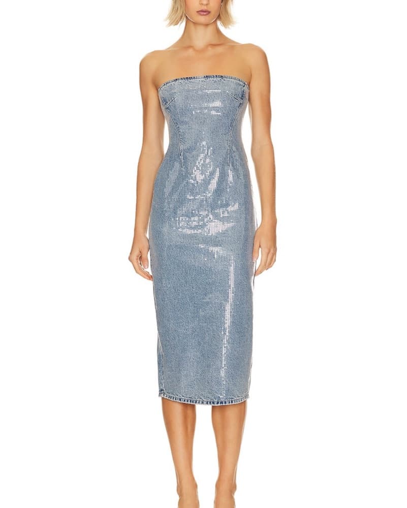 Sequin Strapless Midi Dress - Image 1