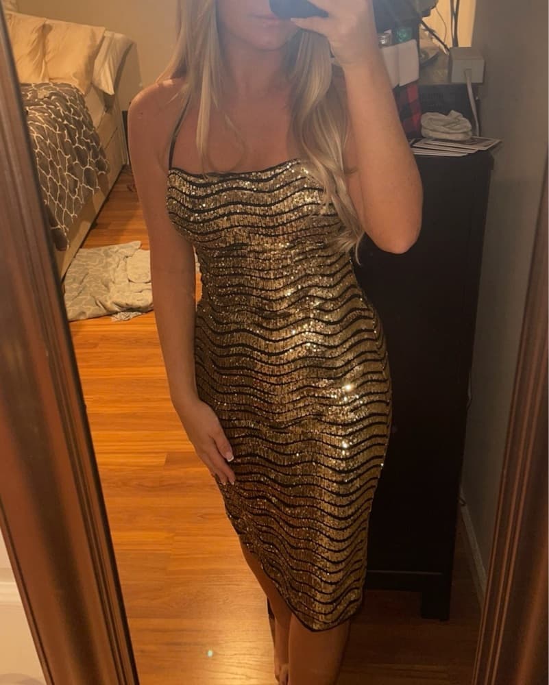 H:Ours Gold Sequin Dress  - Image 1