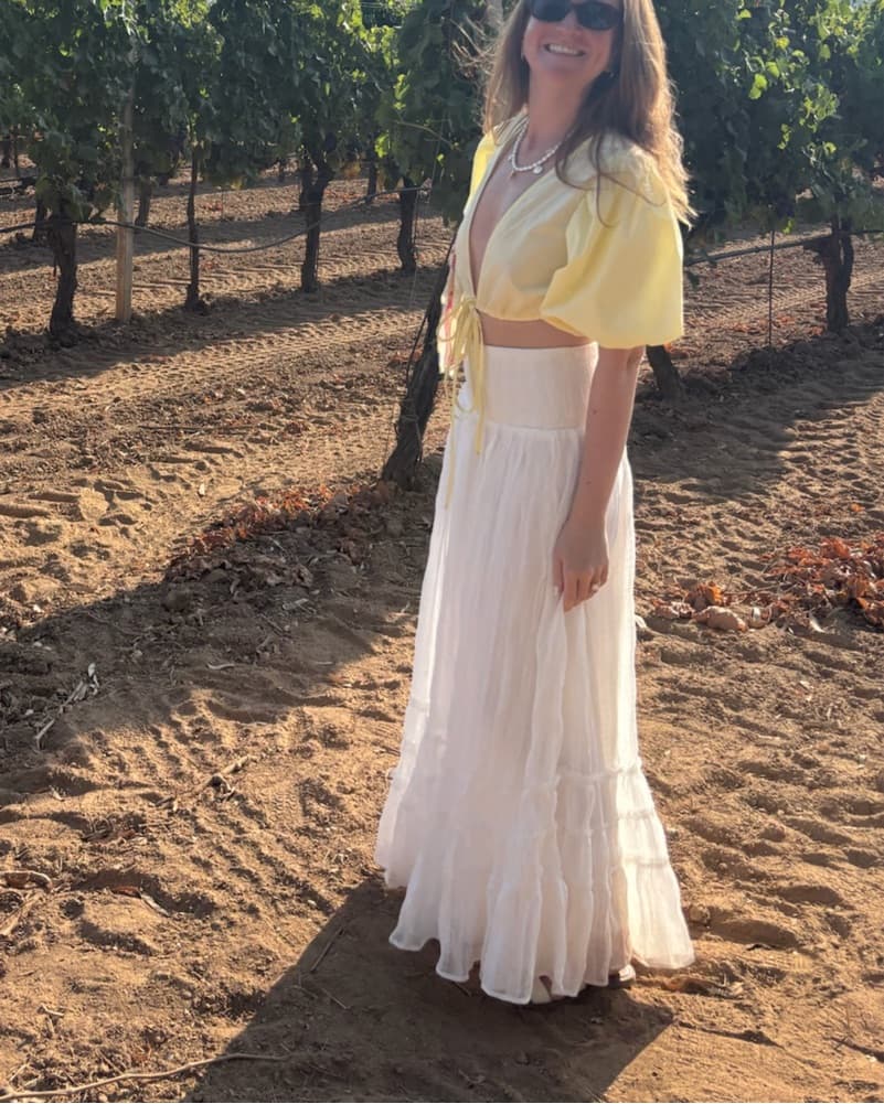 High Waisted Tiered White Maxi Skirt - Image 3