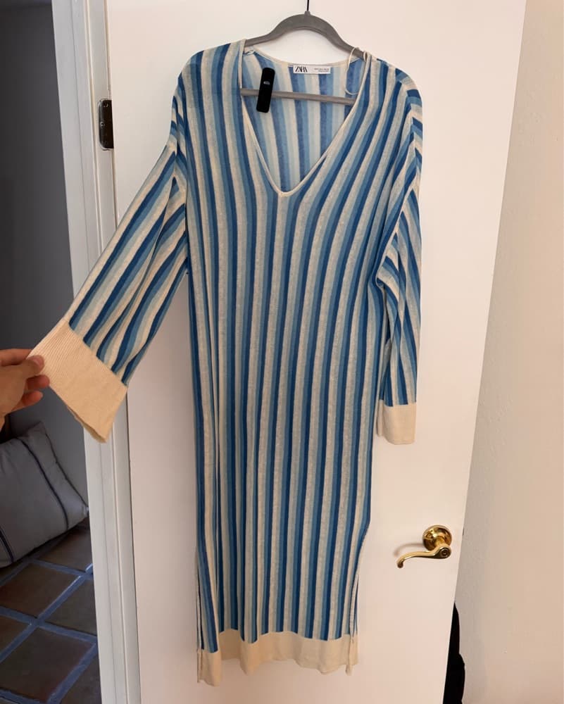 Zara Blue Striped Oversized Cover Up  - Image 3
