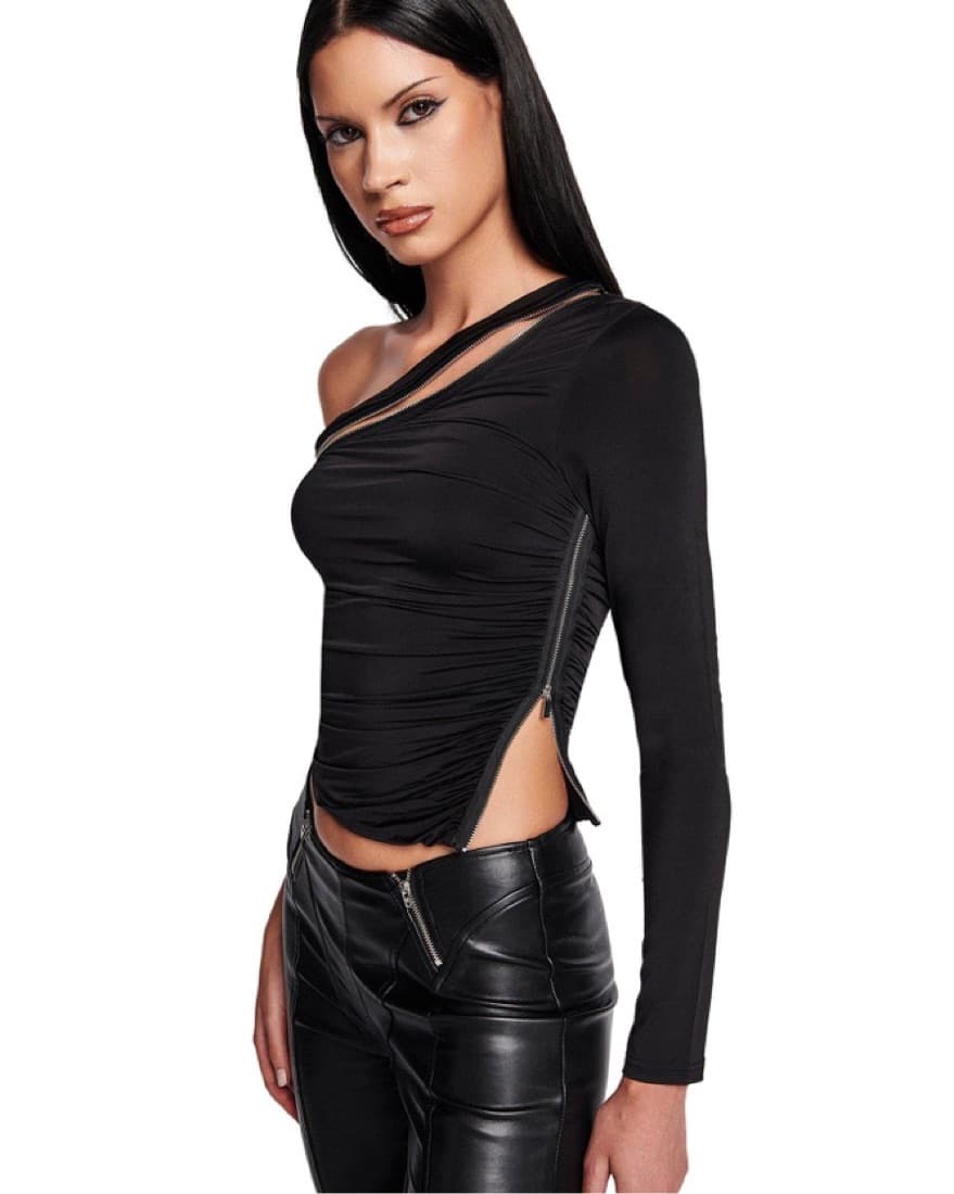 I AM GIA One Shoulder Zip Top - Image 4