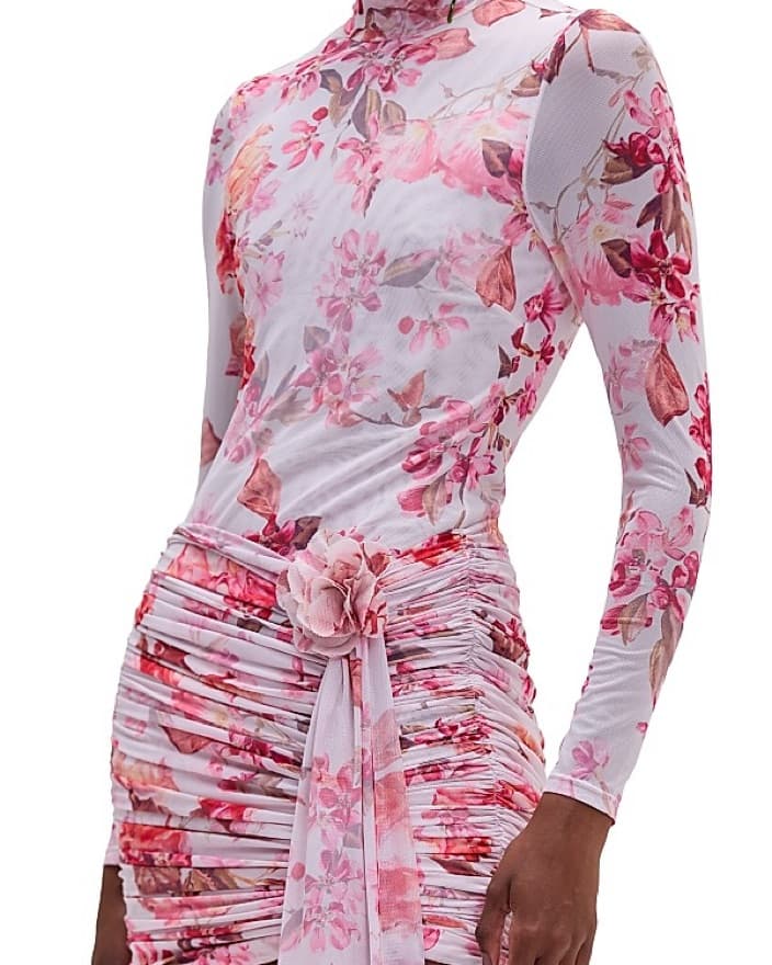Pat Bo Floral Ruched Mini Dress - Image 4