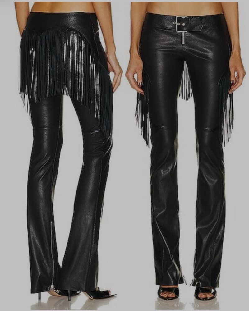 Verasace Leather Fringe Low Rise Pants - Image 1