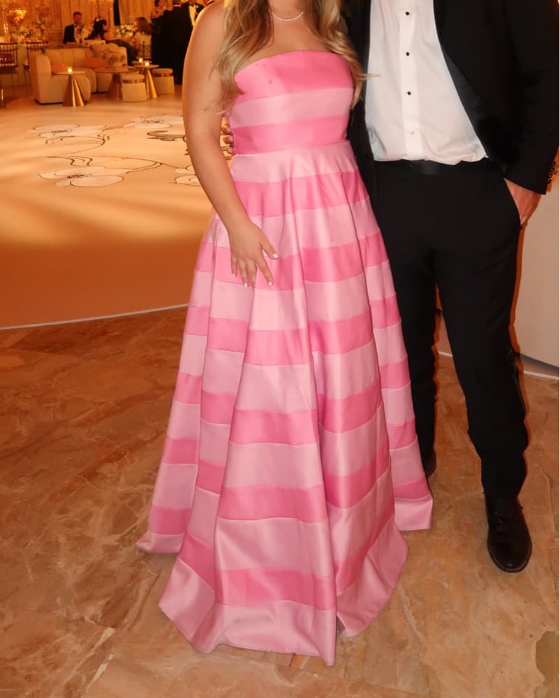 Mac duggal Pink Stripped Dress - Image 1