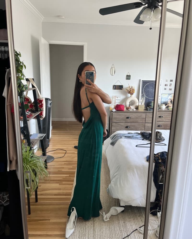 Reformation Green Backless Dress - Image 3