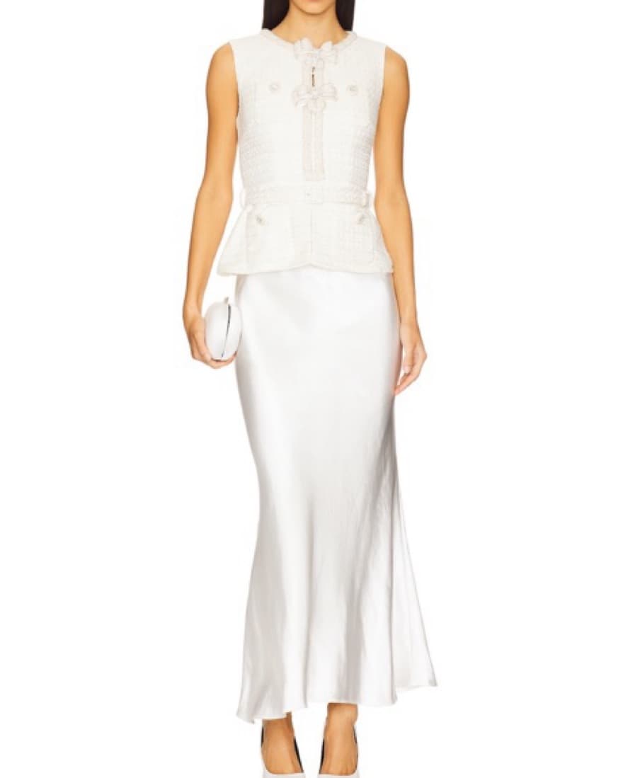 Self Portrait Cream Boucle Midi Dress - Image 1