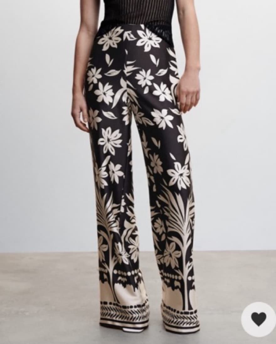 Mango Floral Silk Palazzo Pants - Image 3