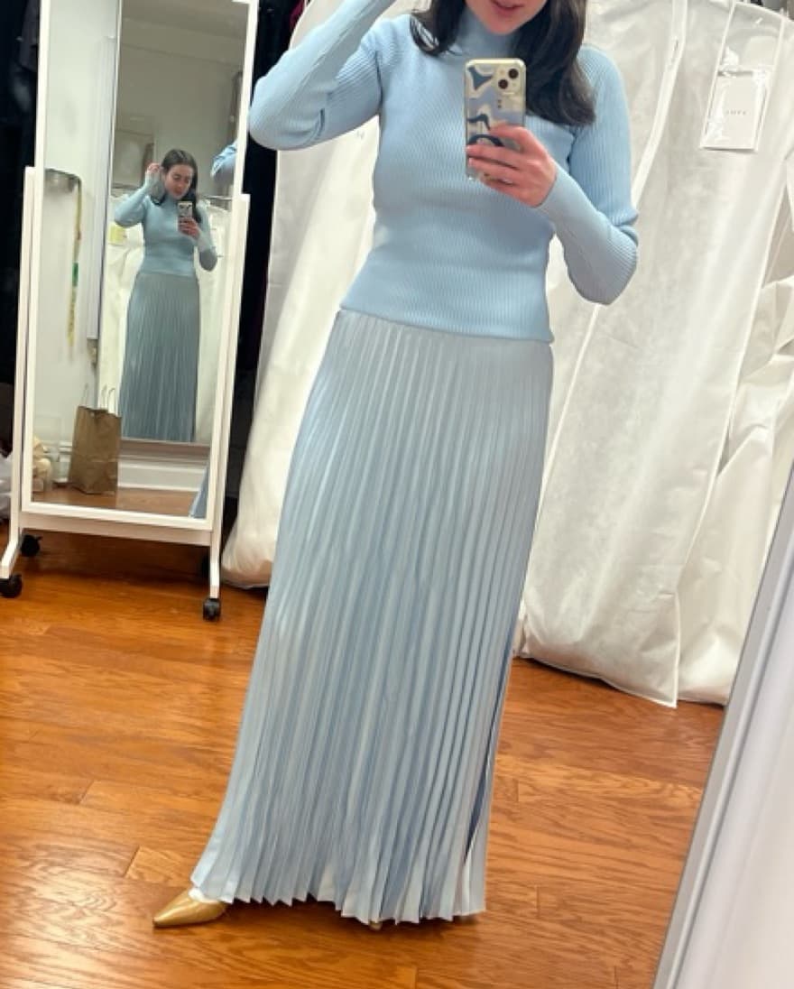 Baby Blue Yellow The Label Pleated Dress - Image 3