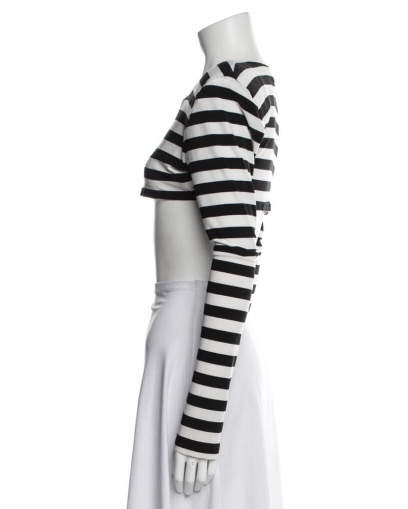 Norma Kamali Striped Crop Top - Image 3