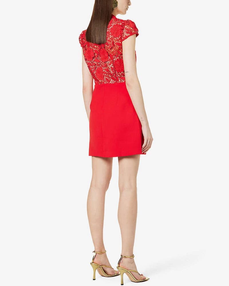 Red Lace Self Portrait Dress - Image 4