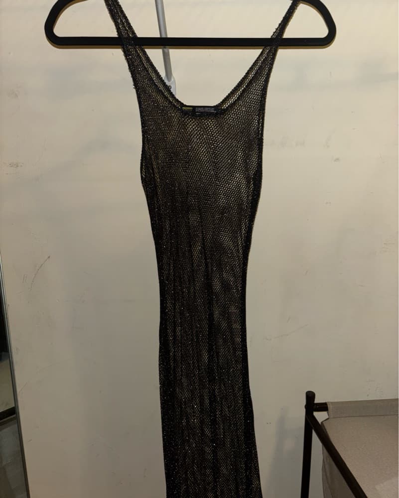 Black Shimmer Sheer Dress  - Image 3