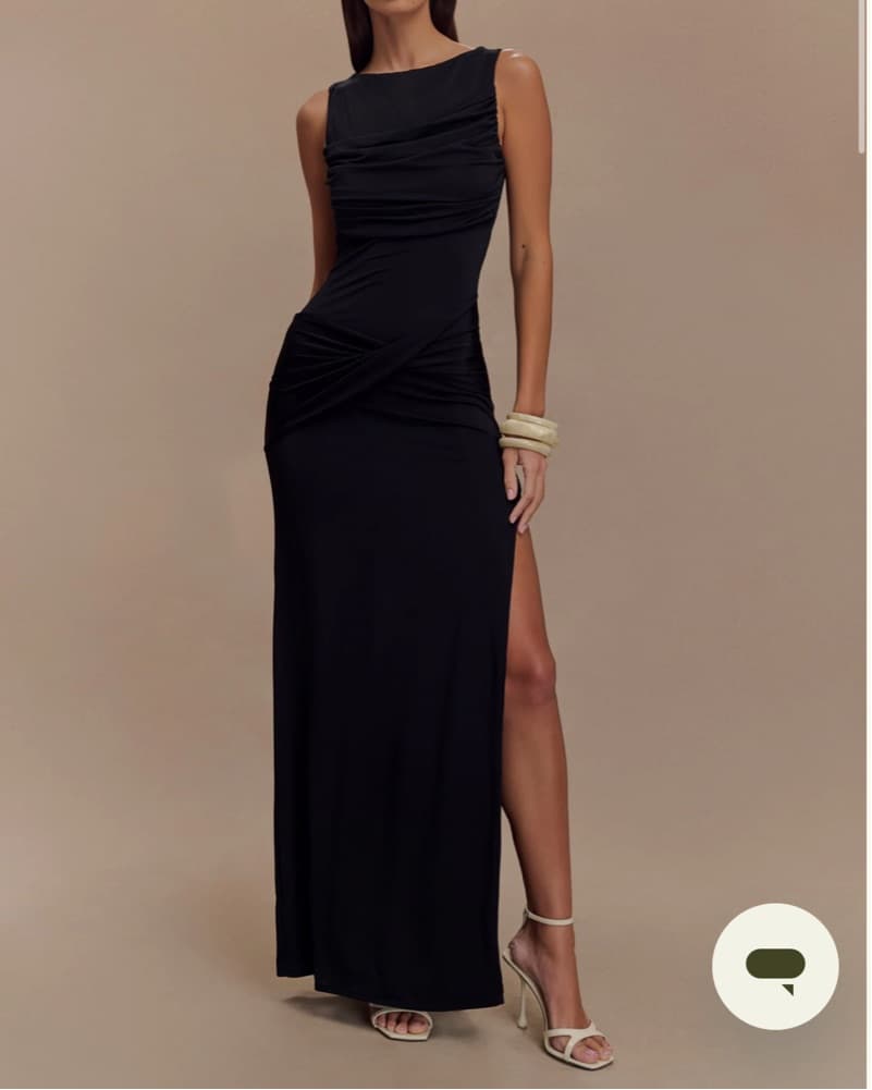 Black Henley Slinky Maxi Dress - Image 4