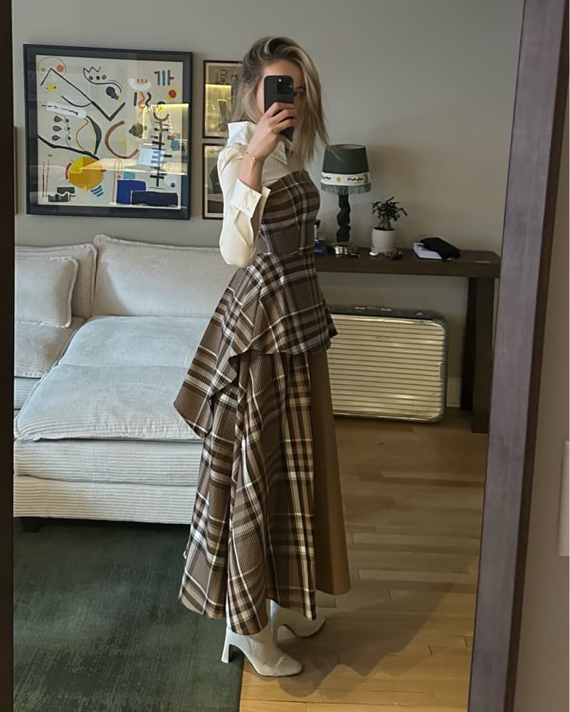 Cool Plaid Midi Dress Burberry Looking - Image 2