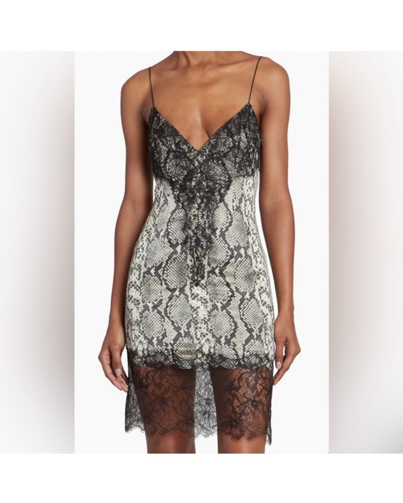 Balmain Silk Snake & Lace Dress - Image 1