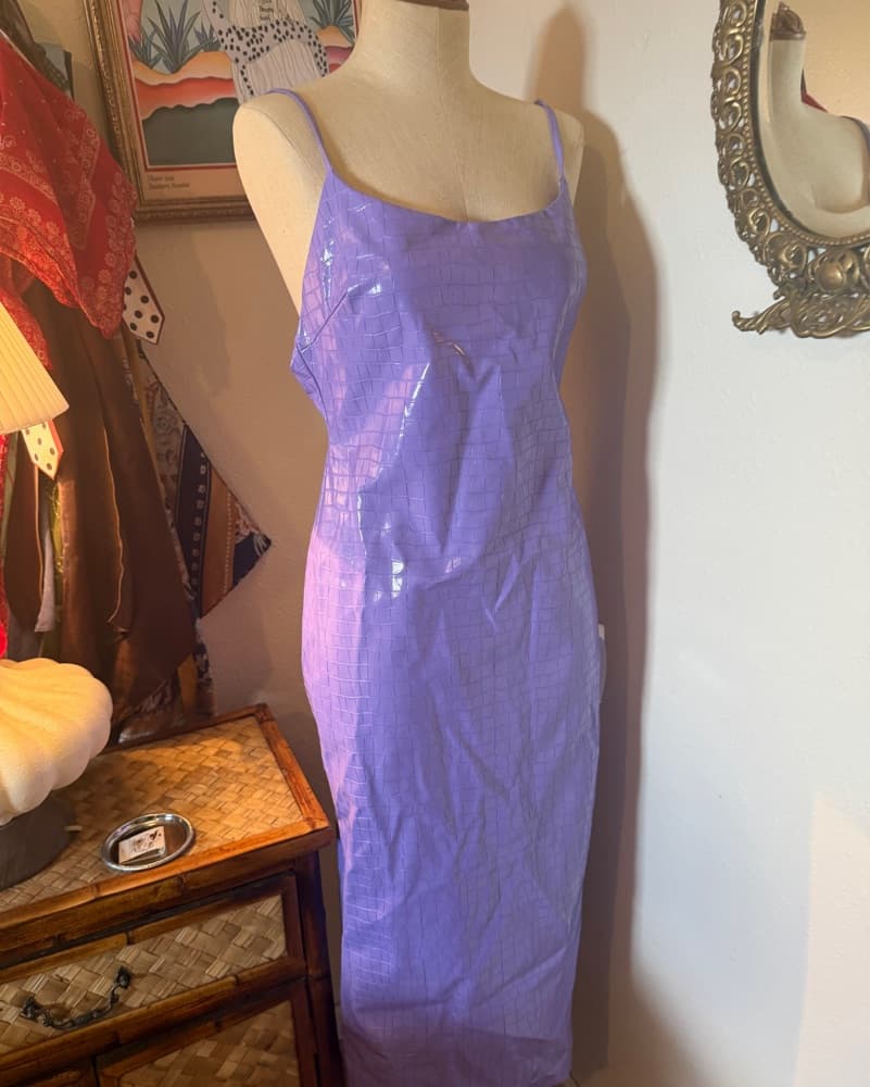 Purple Faux Croc Midi Dress - Image 4