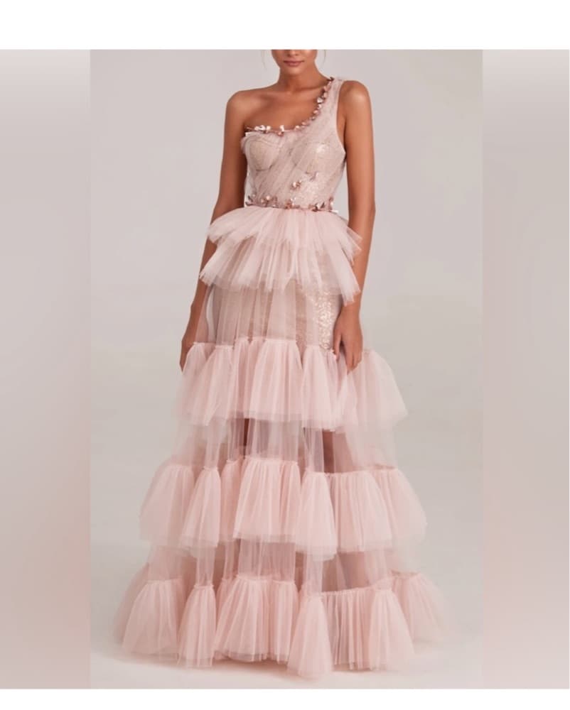 Blush Pink Tulle Gown - Image 1