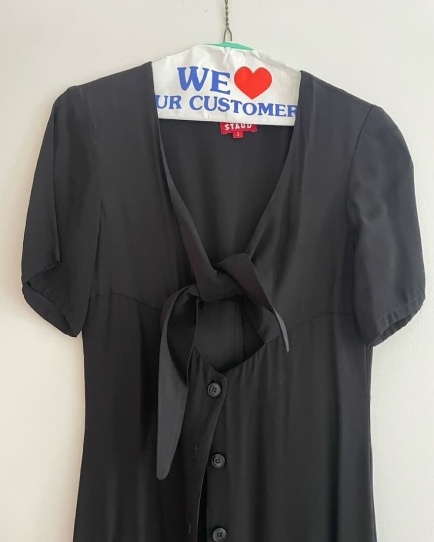STAUD Black Tie-Front Cutout Dress - Image 5