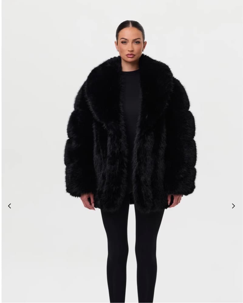 Naked Wardrobe  Faux Mink Coat Black - Image 1