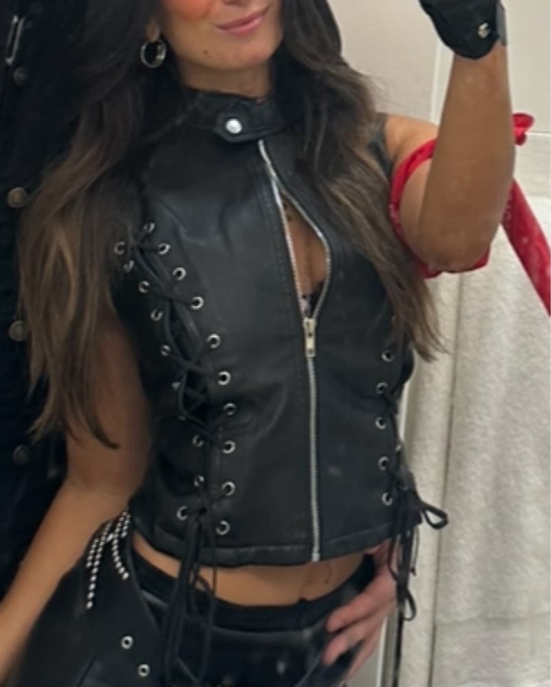 Vegan Leather Zip Up Vest - Image 3