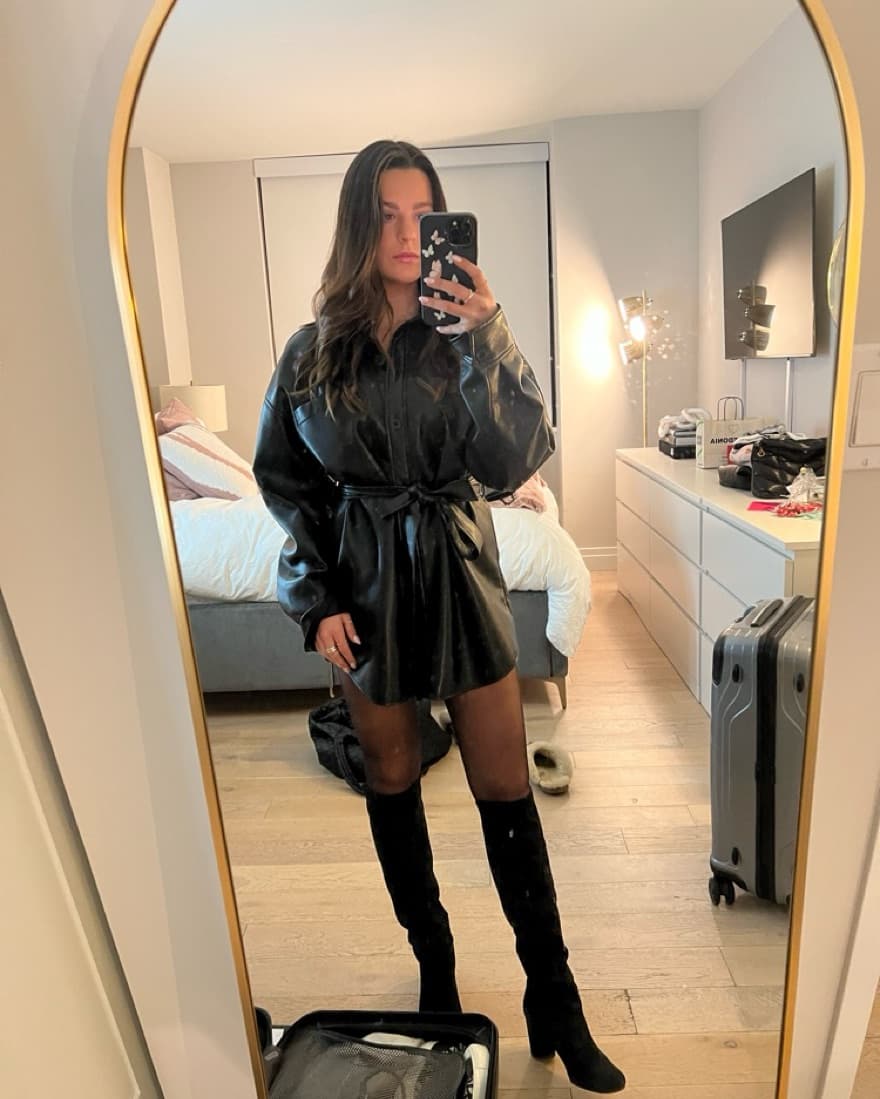 Vegan Leather Shirt Dress - Image 3
