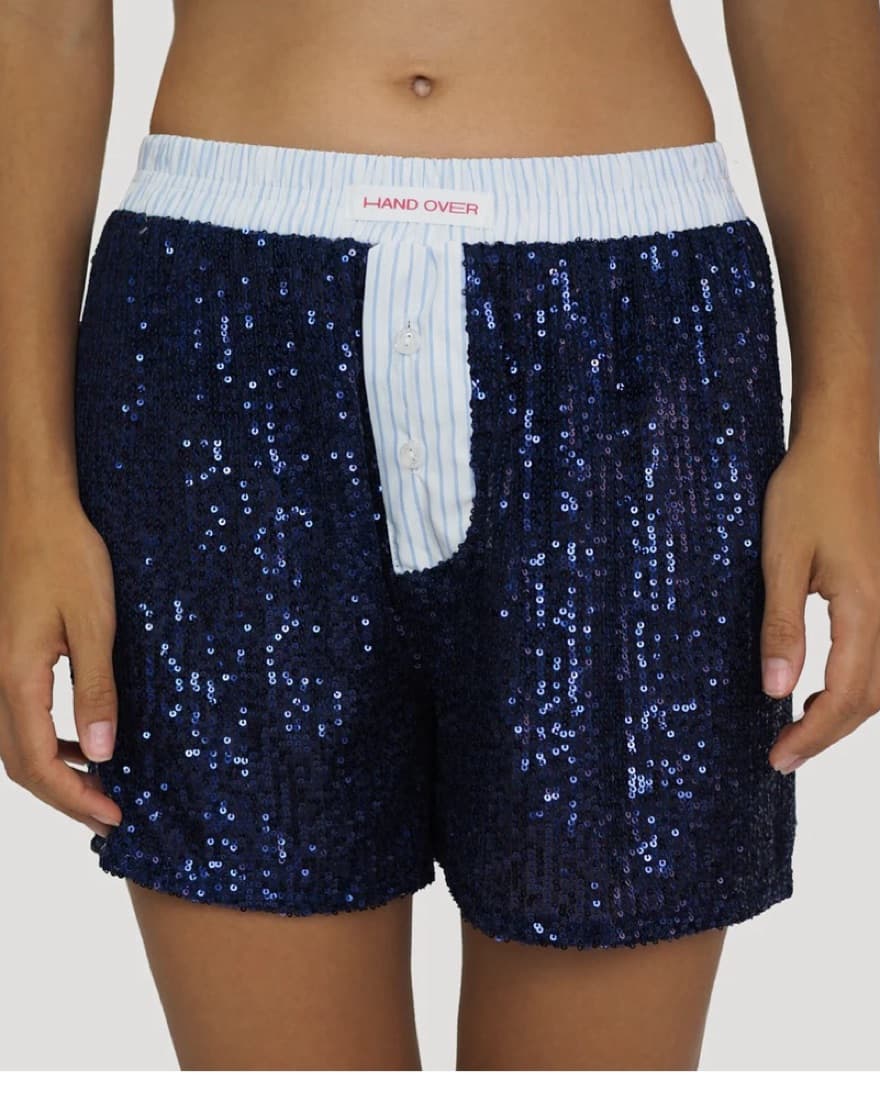 Handover Navy Blue Sequin Shorts - Image 1