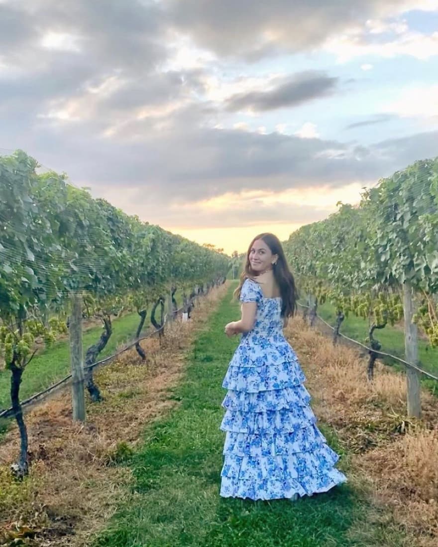 CAROLINE CONSTAS MALTA GOWN BLUE & WHITE - Image 2
